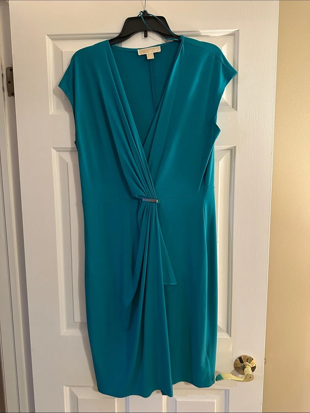 Michael Kors Teal Knot-Front Midi Dress